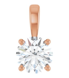 28392 Pendant Set 14K Rose Round Lab-Grown Diamond 6Mm 34 Ct Si1-Si2, Gh Polished 34 Ct Lab-Grown Diamond 4-Prong Solitaire Pendant