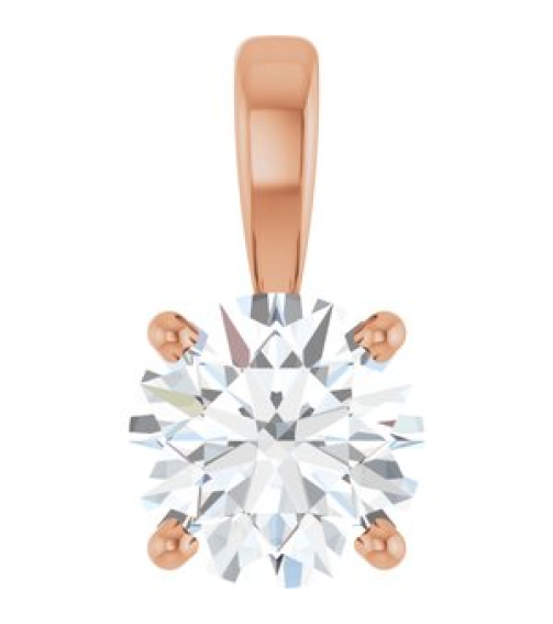 28392 Pendant Set 14K Rose Round Lab-Grown Diamond 6Mm 34 Ct Si1-Si2, Gh Polished 34 Ct Lab-Grown Diamond 4-Prong Solitaire Pendant