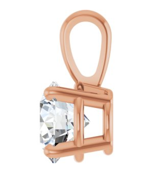 28392 Pendant Set 14K Rose Round Lab-Grown Diamond 6Mm 34 Ct Si1-Si2, Gh Polished 34 Ct Lab-Grown Diamond 4-Prong Solitaire Pendant
