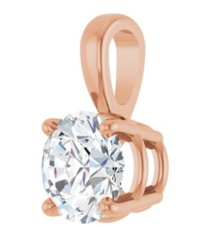 28392 Pendant Set 14K Rose Round Lab-Grown Diamond 6Mm 34 Ct Si1-Si2, Gh Polished 34 Ct Lab-Grown Diamond 4-Prong Solitaire Pendant