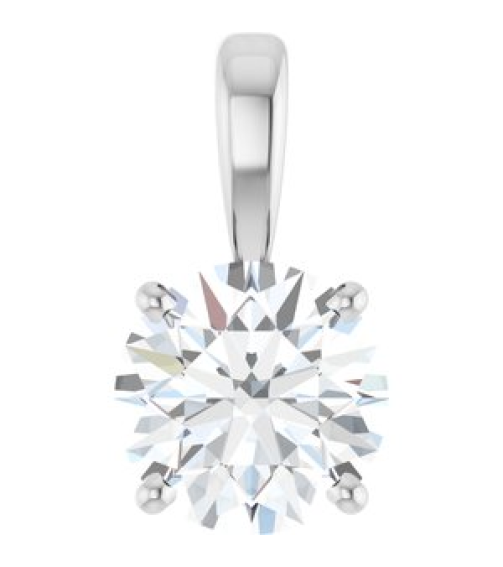 28392 Pendant Set 14K White Round Lab-Grown Diamond 7Mm 1 14 Ct Si1-Si2, Gh Polished 1 14 Ct Lab-Grown Diamond 4-Prong Solitaire Pendant