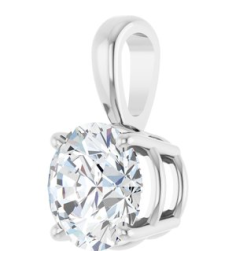 28392 Pendant Set 14K White Round Lab-Grown Diamond 7Mm 1 14 Ct Si1-Si2, Gh Polished 1 14 Ct Lab-Grown Diamond 4-Prong Solitaire Pendant