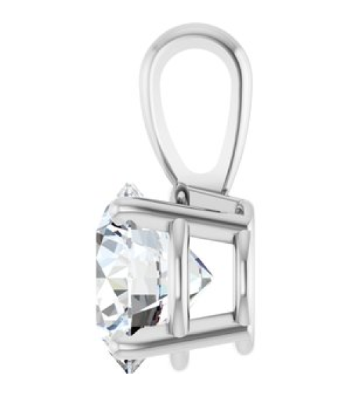 28392 Pendant Set 14K White Round Lab-Grown Diamond 7Mm 1 14 Ct Si1-Si2, Gh Polished 1 14 Ct Lab-Grown Diamond 4-Prong Solitaire Pendant