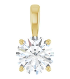 28392 Pendant Set 14K Yellow Round Lab-Grown Diamond 7Mm 1 14 Ct Si1-Si2, Gh Polished 1 14 Ct Lab-Grown Diamond 4-Prong Solitaire Pendant
