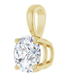 28392 Pendant Set 14K Yellow Round Lab-Grown Diamond 7Mm 1 14 Ct Si1-Si2, Gh Polished 1 14 Ct Lab-Grown Diamond 4-Prong Solitaire Pendant