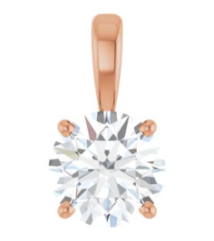 28392 Pendant Set 14K Rose Round Lab-Grown Diamond 7Mm 1 14 Ct Si1-Si2, Gh Polished 1 14 Ct Lab-Grown Diamond 4-Prong Solitaire Pendant