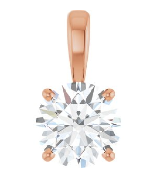 28392 Pendant Set 14K Rose Round Lab-Grown Diamond 7Mm 1 14 Ct Si1-Si2, Gh Polished 1 14 Ct Lab-Grown Diamond 4-Prong Solitaire Pendant