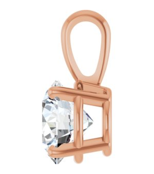 28392 Pendant Set 14K Rose Round Lab-Grown Diamond 7Mm 1 14 Ct Si1-Si2, Gh Polished 1 14 Ct Lab-Grown Diamond 4-Prong Solitaire Pendant