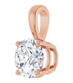 28392 Pendant Set 14K Rose Round Lab-Grown Diamond 7Mm 1 14 Ct Si1-Si2, Gh Polished 1 14 Ct Lab-Grown Diamond 4-Prong Solitaire Pendant