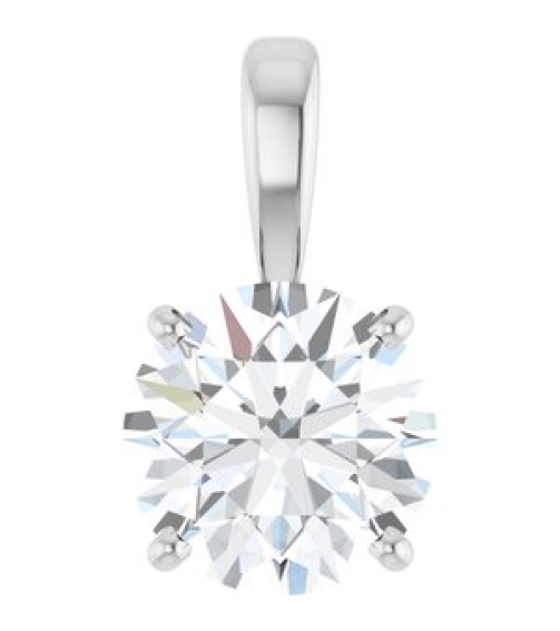 28392 Pendant Set 14K White Round Lab-Grown Diamond 8Mm 2 Ct Si1-Si2, Gh Polished 2 Ct Lab-Grown Diamond 4-Prong Solitaire Pendant
