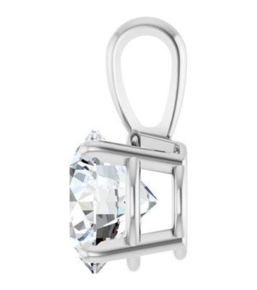 28392 Pendant Set 14K White Round Lab-Grown Diamond 8Mm 2 Ct Si1-Si2, Gh Polished 2 Ct Lab-Grown Diamond 4-Prong Solitaire Pendant