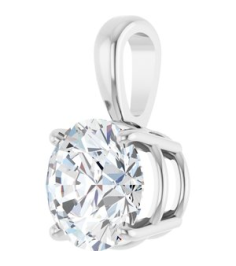 28392 Pendant Set 14K White Round Lab-Grown Diamond 8Mm 2 Ct Si1-Si2, Gh Polished 2 Ct Lab-Grown Diamond 4-Prong Solitaire Pendant