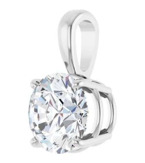 28392 Pendant Set 14K White Round Lab-Grown Diamond 8Mm 2 Ct Si1-Si2, Gh Polished 2 Ct Lab-Grown Diamond 4-Prong Solitaire Pendant