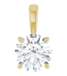 28392 Pendant Set 14K Yellow Round Lab-Grown Diamond 8Mm 2 Ct Si1-Si2, Gh Polished 2 Ct Lab-Grown Diamond 4-Prong Solitaire Pendant