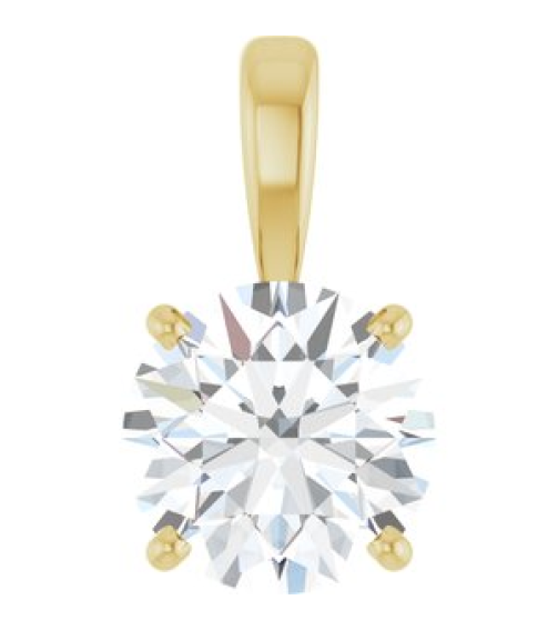 28392 Pendant Set 14K Yellow Round Lab-Grown Diamond 8Mm 2 Ct Si1-Si2, Gh Polished 2 Ct Lab-Grown Diamond 4-Prong Solitaire Pendant