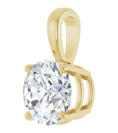 28392 Pendant Set 14K Yellow Round Lab-Grown Diamond 8Mm 2 Ct Si1-Si2, Gh Polished 2 Ct Lab-Grown Diamond 4-Prong Solitaire Pendant