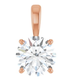 28392 Pendant Set 14K Rose Round Lab-Grown Diamond 8Mm 2 Ct Si1-Si2, Gh Polished 2 Ct Lab-Grown Diamond 4-Prong Solitaire Pendant