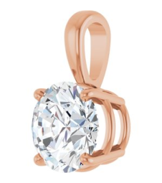 28392 Pendant Set 14K Rose Round Lab-Grown Diamond 8Mm 2 Ct Si1-Si2, Gh Polished 2 Ct Lab-Grown Diamond 4-Prong Solitaire Pendant