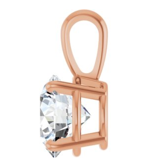 28392 Pendant Set 14K Rose Round Lab-Grown Diamond 8Mm 2 Ct Si1-Si2, Gh Polished 2 Ct Lab-Grown Diamond 4-Prong Solitaire Pendant