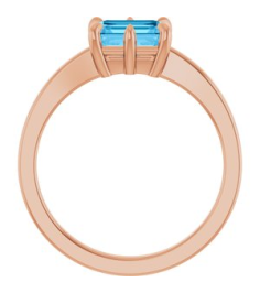 72438 Ring Set 14K Rose Natural Swiss Blue Topaz Emerald 7 X 5 Mm Polished Natural Swiss Blue Topaz 6-Prong Solitaire Ring