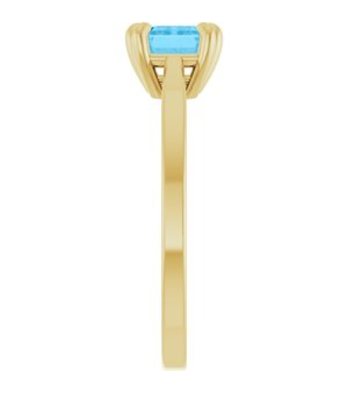 72438 Ring Set 14K Yellow Natural Swiss Blue Topaz Emerald 7 X 5 Mm Polished Natural Swiss Blue Topaz 6-Prong Solitaire Ring