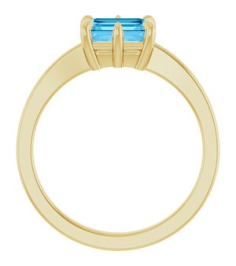 72438 Ring Set 14K Yellow Natural Swiss Blue Topaz Emerald 7 X 5 Mm Polished Natural Swiss Blue Topaz 6-Prong Solitaire Ring
