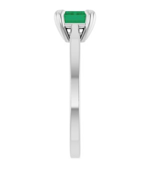 72438 Ring Set Sterling Silver Lab-Grown Emerald Emerald 7 X 5 Mm Polished 6-Prong Solitaire Ring