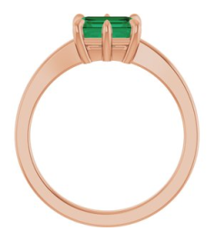 72438 Ring Set 14K Rose Lab-Grown Emerald Emerald 7 X 5 Mm Polished 6-Prong Solitaire Ring