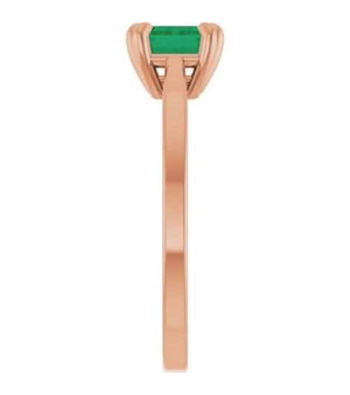 72438 Ring Set 14K Rose Lab-Grown Emerald Emerald 7 X 5 Mm Polished 6-Prong Solitaire Ring