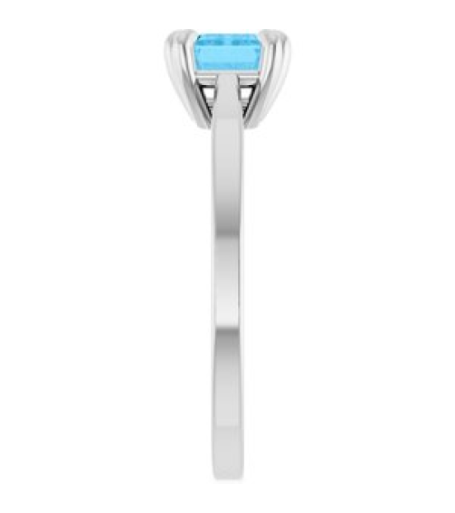 72438 Ring Set Sterling Silver Natural Swiss Blue Topaz Emerald 7 X 5 Mm Polished Natural Swiss Blue Topaz 6-Prong Solitaire Ring