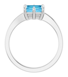72438 Ring Set Sterling Silver Natural Swiss Blue Topaz Emerald 7 X 5 Mm Polished Natural Swiss Blue Topaz 6-Prong Solitaire Ring