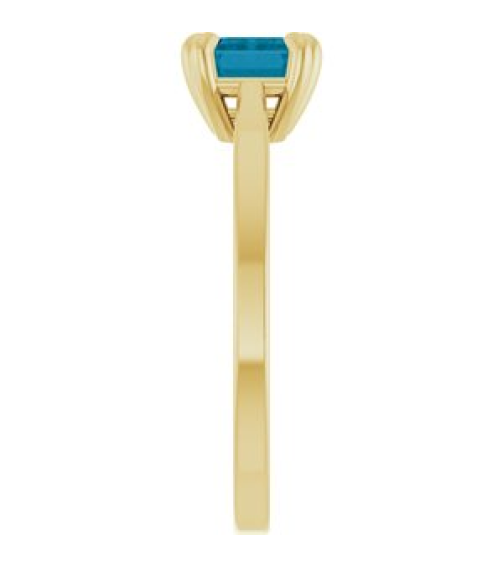 72438 Ring Set 14K Yellow Natural London Blue Topaz Emerald 7 X 5 Mm Polished Natural London Blue Topaz 6-Prong Solitaire Ring