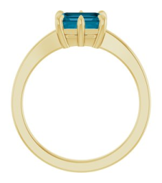 72438 Ring Set 14K Yellow Natural London Blue Topaz Emerald 7 X 5 Mm Polished Natural London Blue Topaz 6-Prong Solitaire Ring