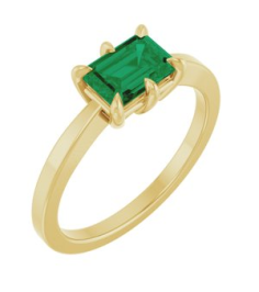 72438 Ring Set 14K Yellow Lab-Grown Emerald Emerald 7 X 5 Mm Polished 6-Prong Solitaire Ring