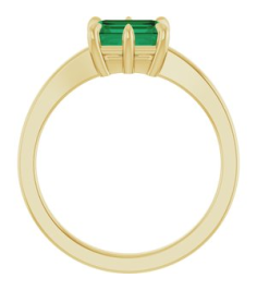 72438 Ring Set 14K Yellow Lab-Grown Emerald Emerald 7 X 5 Mm Polished 6-Prong Solitaire Ring