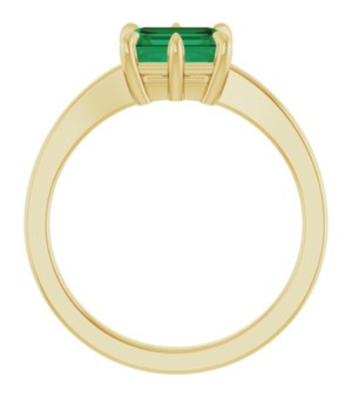 72438 Ring Set 14K Yellow Lab-Grown Emerald Emerald 7 X 5 Mm Polished 6-Prong Solitaire Ring