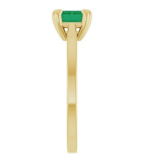 72438 Ring Set 14K Yellow Lab-Grown Emerald Emerald 7 X 5 Mm Polished 6-Prong Solitaire Ring