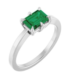 72438 Ring Set Platinum Lab-Grown Emerald Emerald 7 X 5 Mm Polished 6-Prong Solitaire Ring