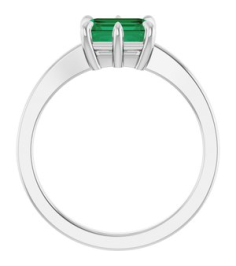 72438 Ring Set Platinum Lab-Grown Emerald Emerald 7 X 5 Mm Polished 6-Prong Solitaire Ring