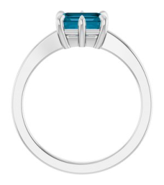 72438 Ring Set Sterling Silver Natural London Blue Topaz Emerald 7 X 5 Mm Polished Natural London Blue Topaz 6-Prong Solitaire Ring