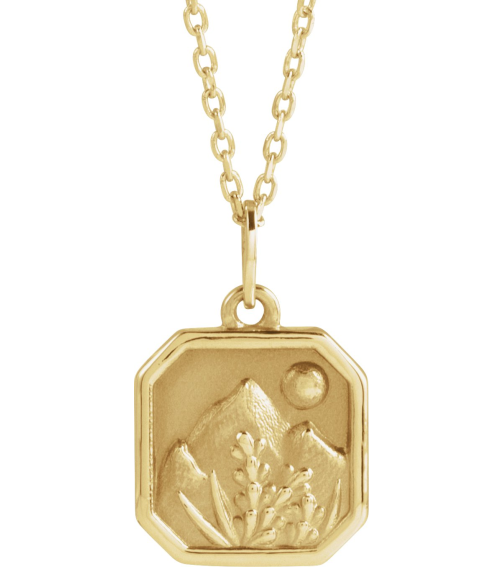 88720 Necklace 14K Yellow 15.9 X 10 Mm 16-18 In Polished Mountain Necklace