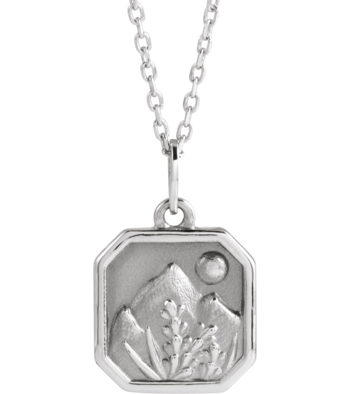 88720 Necklace Sterling Silver 15.9 X 10 Mm 16-18 In Polished Mountain Necklace