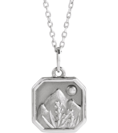 88720 Necklace Platinum 15.9 X 10 Mm 16-18 In Polished Mountain Necklace