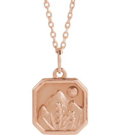 88720 Necklace 14K Rose 15.9 X 10 Mm 16-18 In Polished Mountain Necklace
