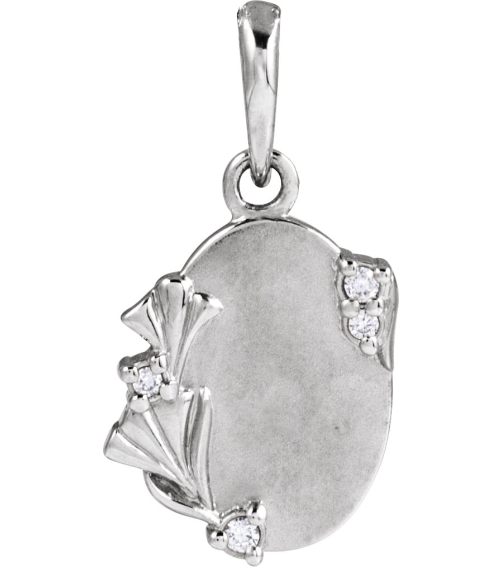 88725 Pendant Set Sterling Silver Round Natural Diamond 1.2Mm 0.025 Ctw Natural Diamond I1, G-H Polished .025 Ctw Natural Diamond Engravable Pendant