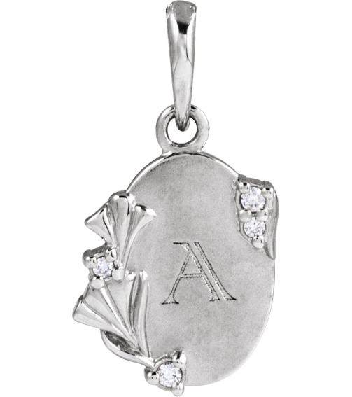 88725 Pendant Set Sterling Silver Round Natural Diamond 1.2Mm 0.025 Ctw Natural Diamond I1, G-H Polished .025 Ctw Natural Diamond Engravable Pendant