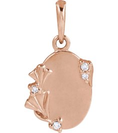88725 Pendant Set 14K Rose Round Natural Diamond 1.2Mm 0.025 Ctw Natural Diamond I1, G-H Polished .025 Ctw Natural Diamond Engravable Pendant
