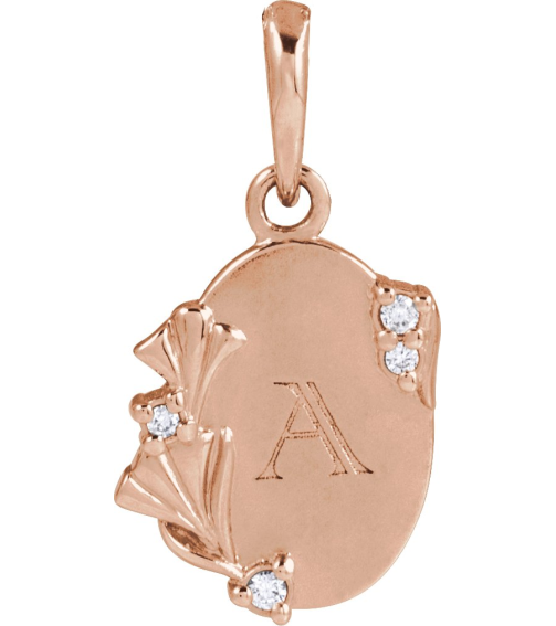 88725 Pendant Set 14K Rose Round Natural Diamond 1.2Mm 0.025 Ctw Natural Diamond I1, G-H Polished .025 Ctw Natural Diamond Engravable Pendant
