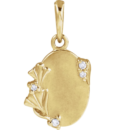 88725 Pendant Set 14K Yellow Round Natural Diamond 1.2Mm 0.025 Ctw Natural Diamond I1, G-H Polished .025 Ctw Natural Diamond Engravable Pendant