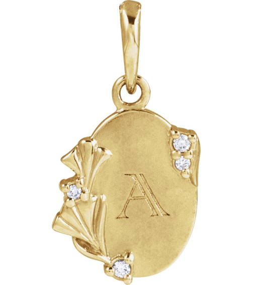 88725 Pendant Set 14K Yellow Round Natural Diamond 1.2Mm 0.025 Ctw Natural Diamond I1, G-H Polished .025 Ctw Natural Diamond Engravable Pendant